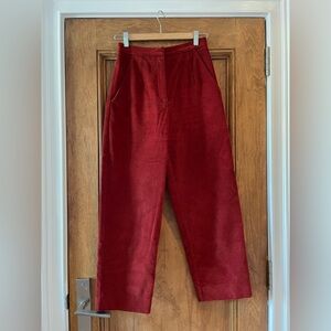 Meg Dark Red Cropped Corduroy Pants